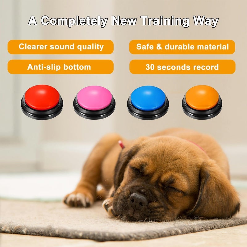 MOLIK Voice Recording Button 4 Color, Dog Buttons for Communication Pet Training Buzzer, 30 Second Record & Playback, for Family Game and Trivia Nights - Image 5